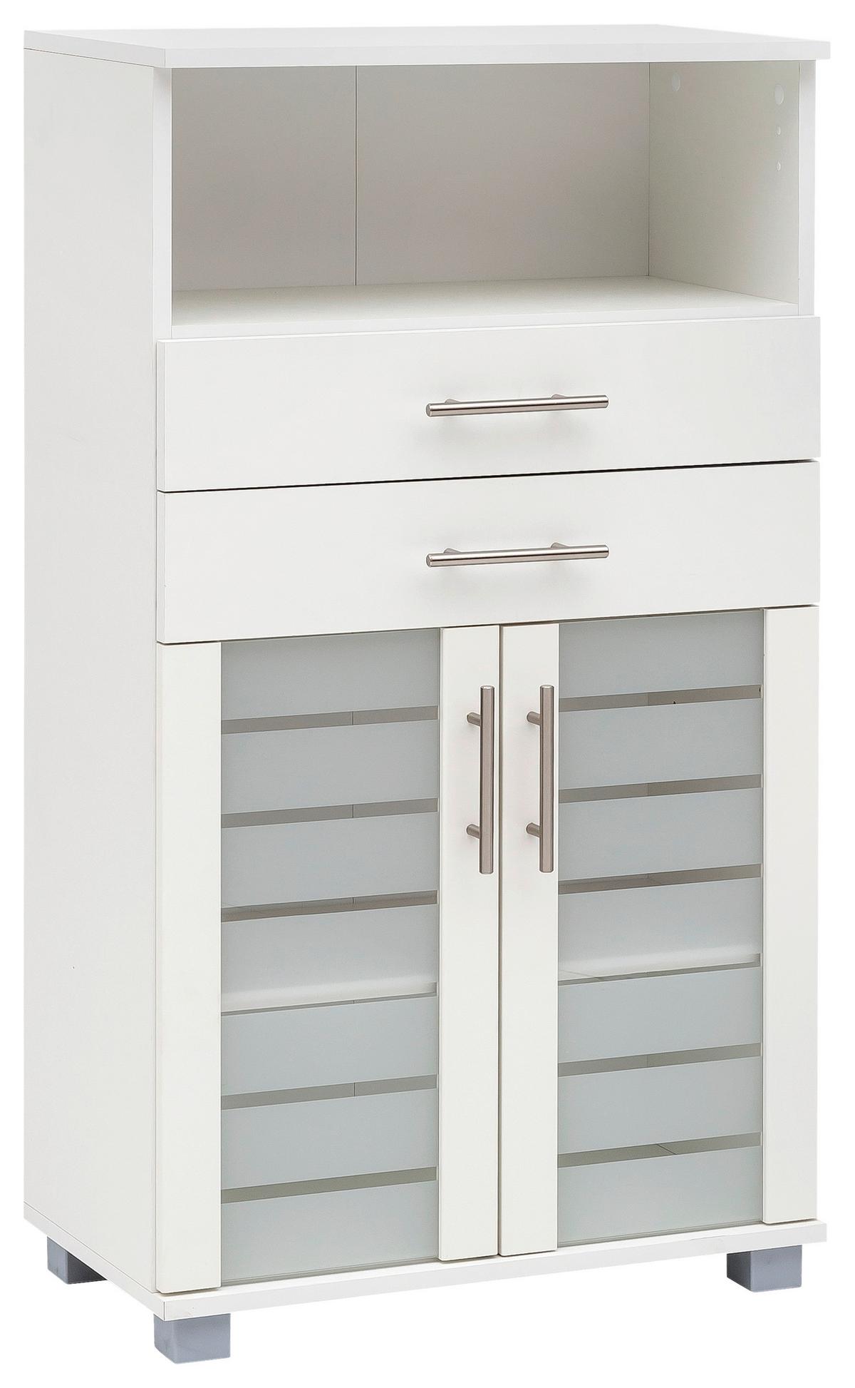 Midischrank Niko Weiß - Edelstahlfarben/Silberfarben, MODERN, Glas/Holzwerkstoff (59,8/110,5/32,6cm) - MID.YOU