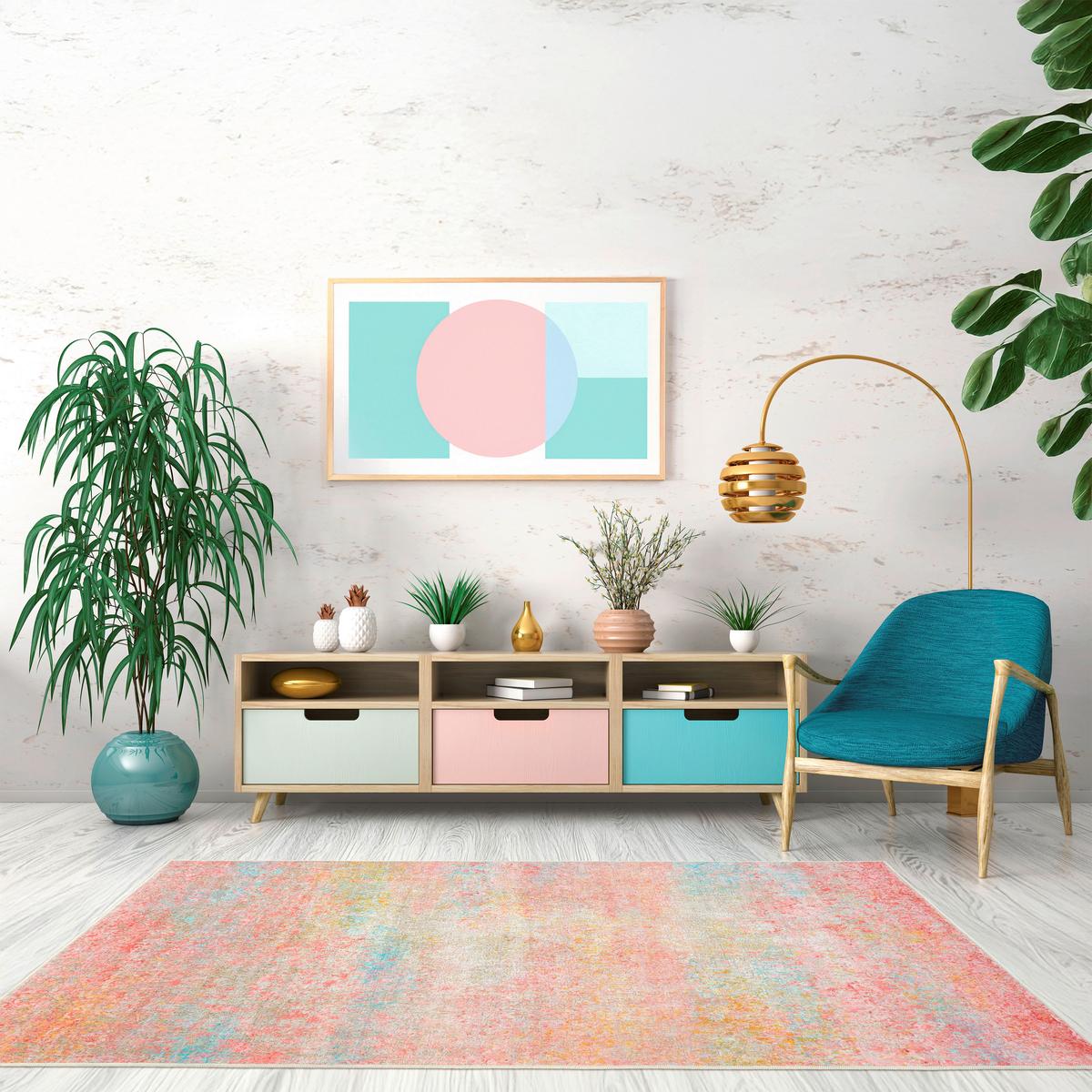 DYWAN VINTAGE FIORITH ONDEA-TREND8104 - różowy/ciemnożółty, Design, tkanina (130/190cm) - Lindorug