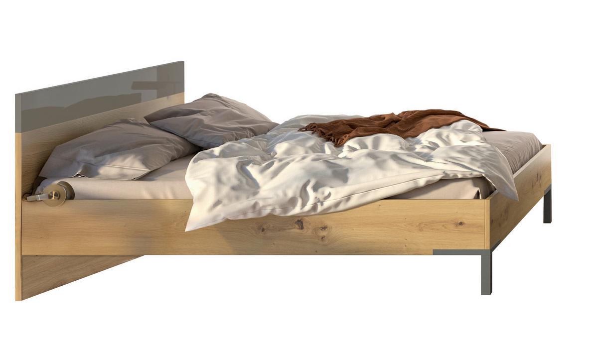 Krevet Sposami - siva visoki sjaj/antracit, Moderno, pločasti materijal (180/200cm) - Premium Living
