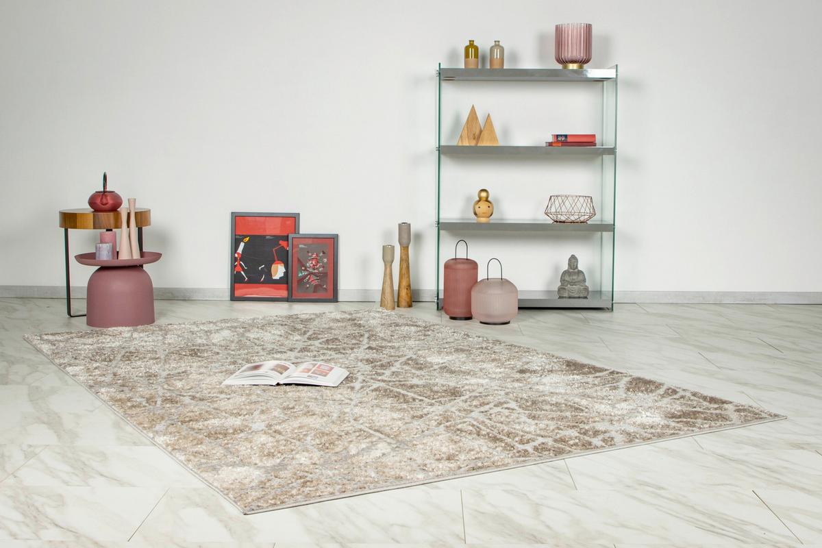 FLACHWEBETEPPICH CATCHER 125 SILBER/BEI 120X170 - Beige/Silberfarben, Basics, Textil (120/170cm) - Kayoom