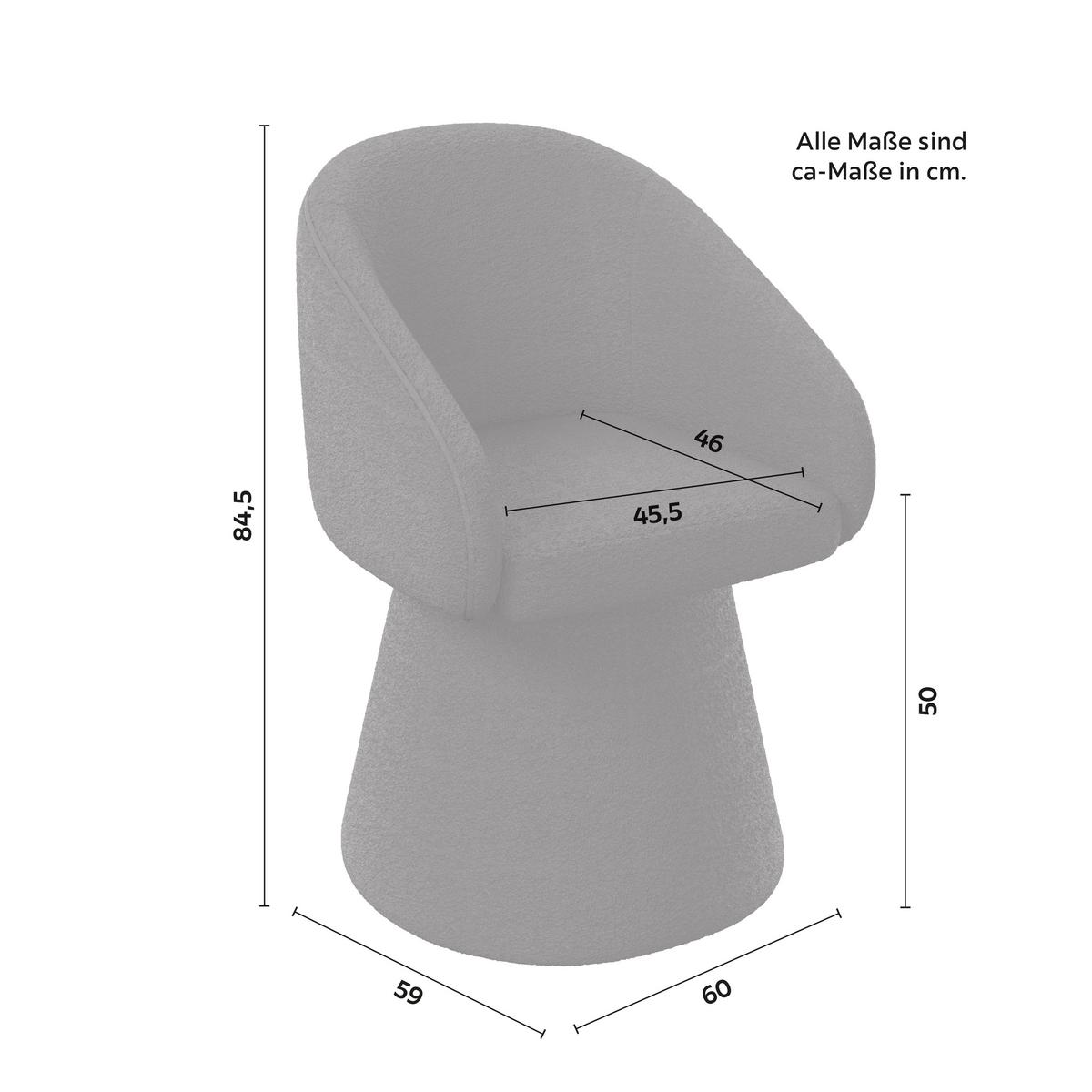 Armlehnstuhl Maia Schwarz Chenille Drehbar Gepolstert - Schwarz, MODERN, Textil/Metall (60/84,5/59cm) - Bessagi Home