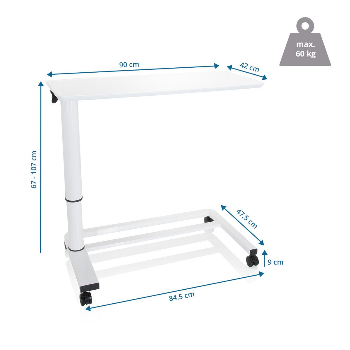 Dvižna Miza Stand Ii, Bela - bela, Basics, kovina/umetna masa (90/42/67cm) - MID.YOU