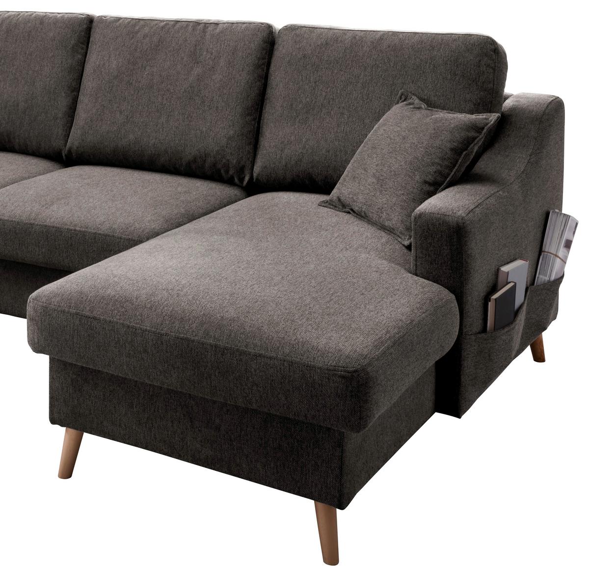 Wohnlandschaft Valentina Braun Struktur - Braun/Naturfarben, KONVENTIONELL, Holz/Textil (200/301/150cm) - P & B