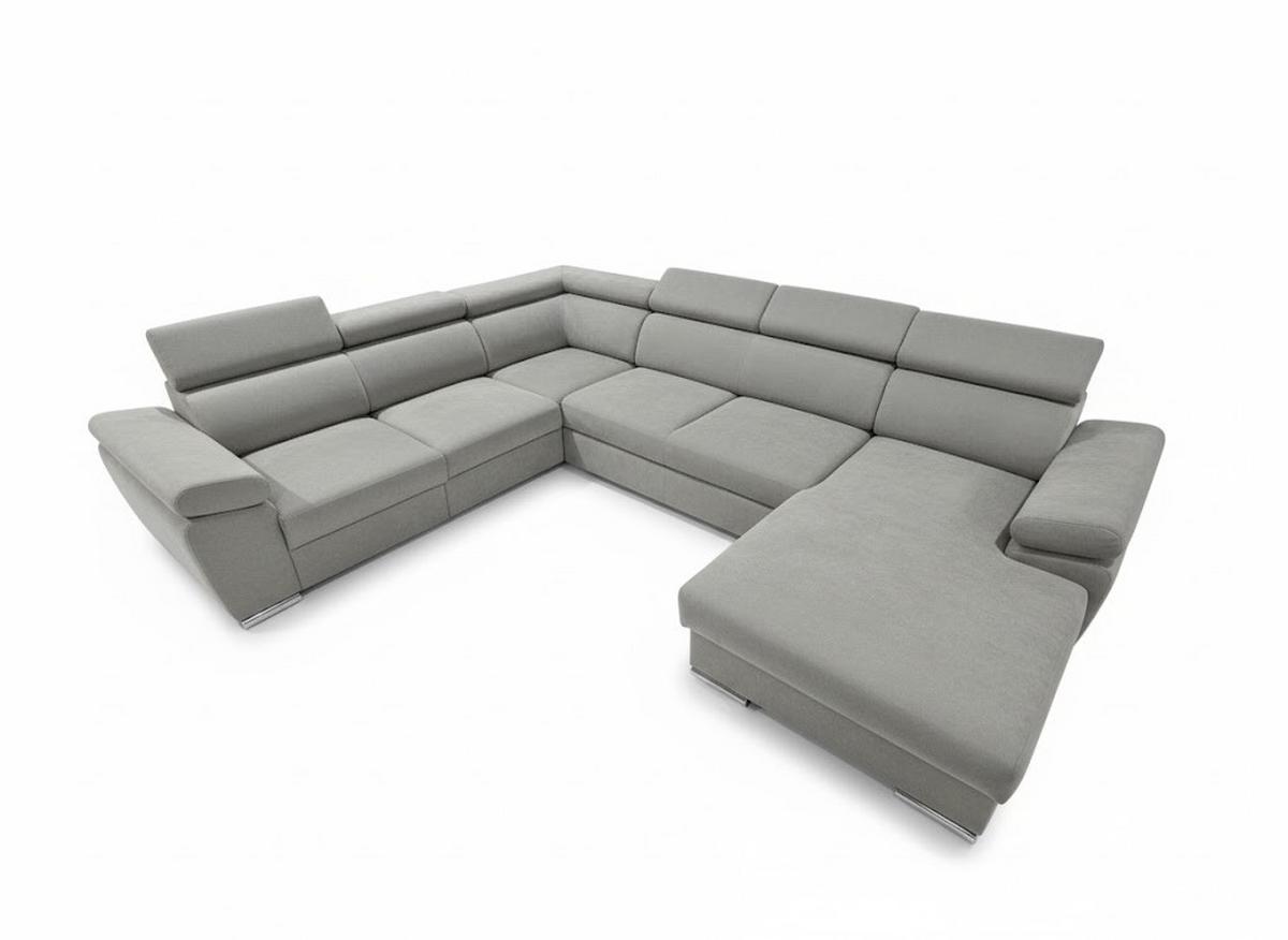 Ülőgarnitúra Palermo - szürke, Modern, textil/fa (338/271/170cm)