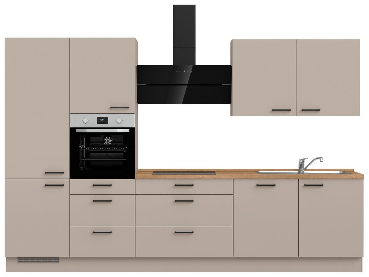 Küchenleerblock Easytouch High o. Geräte Sandfarben - Sandfarben/Eichefarben, MODERN, Holzwerkstoff/Metall (330cm) - Nobilia