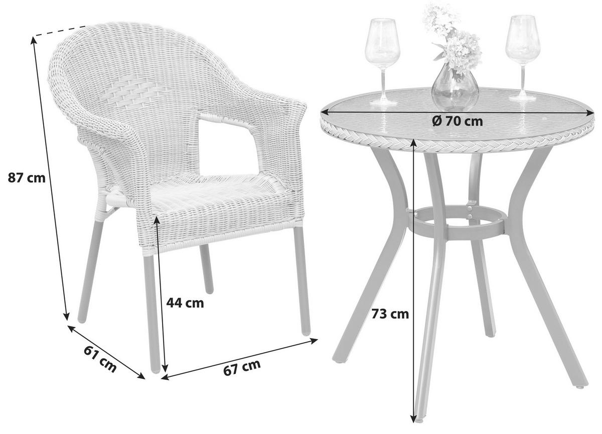 Set Za Balkon Ravenna Ravenna - barve grafita/naravne barve, Romantika, kovina/umetna masa - Gardenson