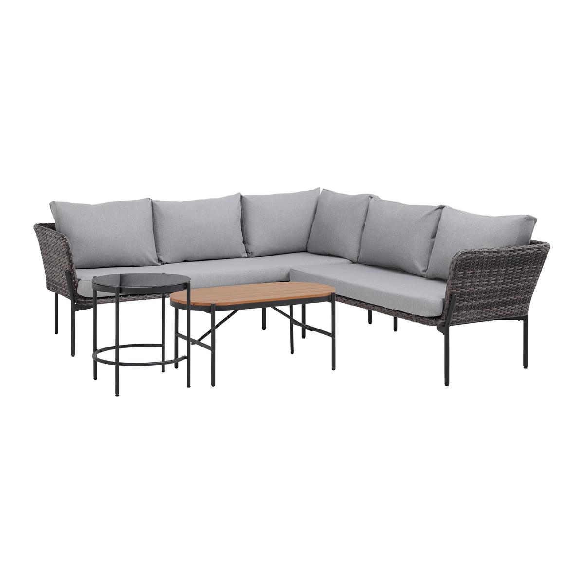 Garnitură grădină Zophia - gri închis/culoare natur, Modern, plastic/sticlă (294/68/77cm) - Bessagi Garden