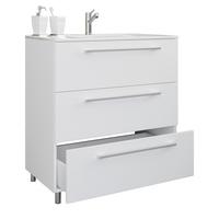 Kombiniran Umivalnik Schubo, Bela - bela/barve aluminija, Moderno, kovina/leseni material (60cm) - MID.YOU