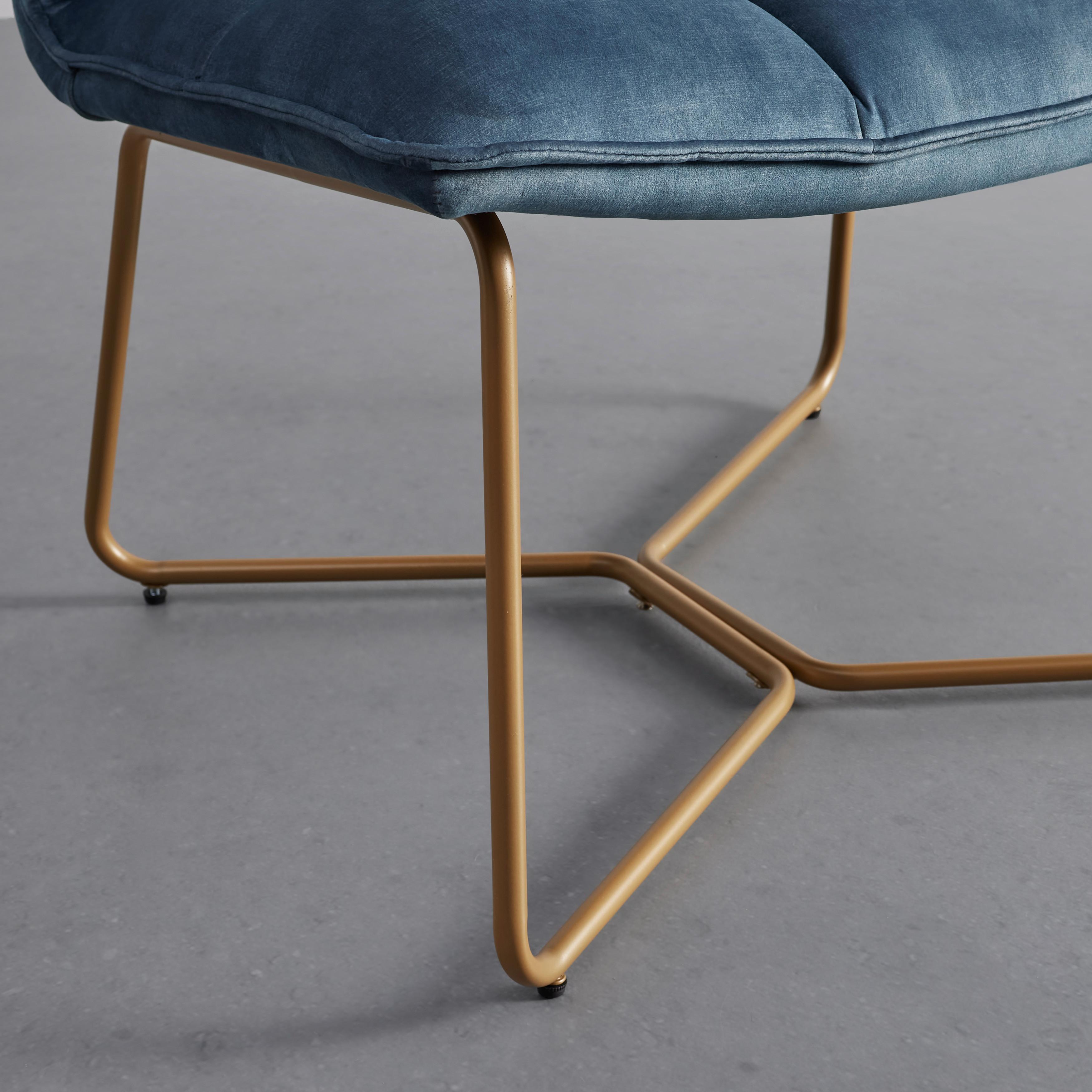 Sessel Rina Blau Samt Gepolstert - Blau/Goldfarben, MODERN, Holz/Textil (67/76,5/69,5cm) - Bessagi Home