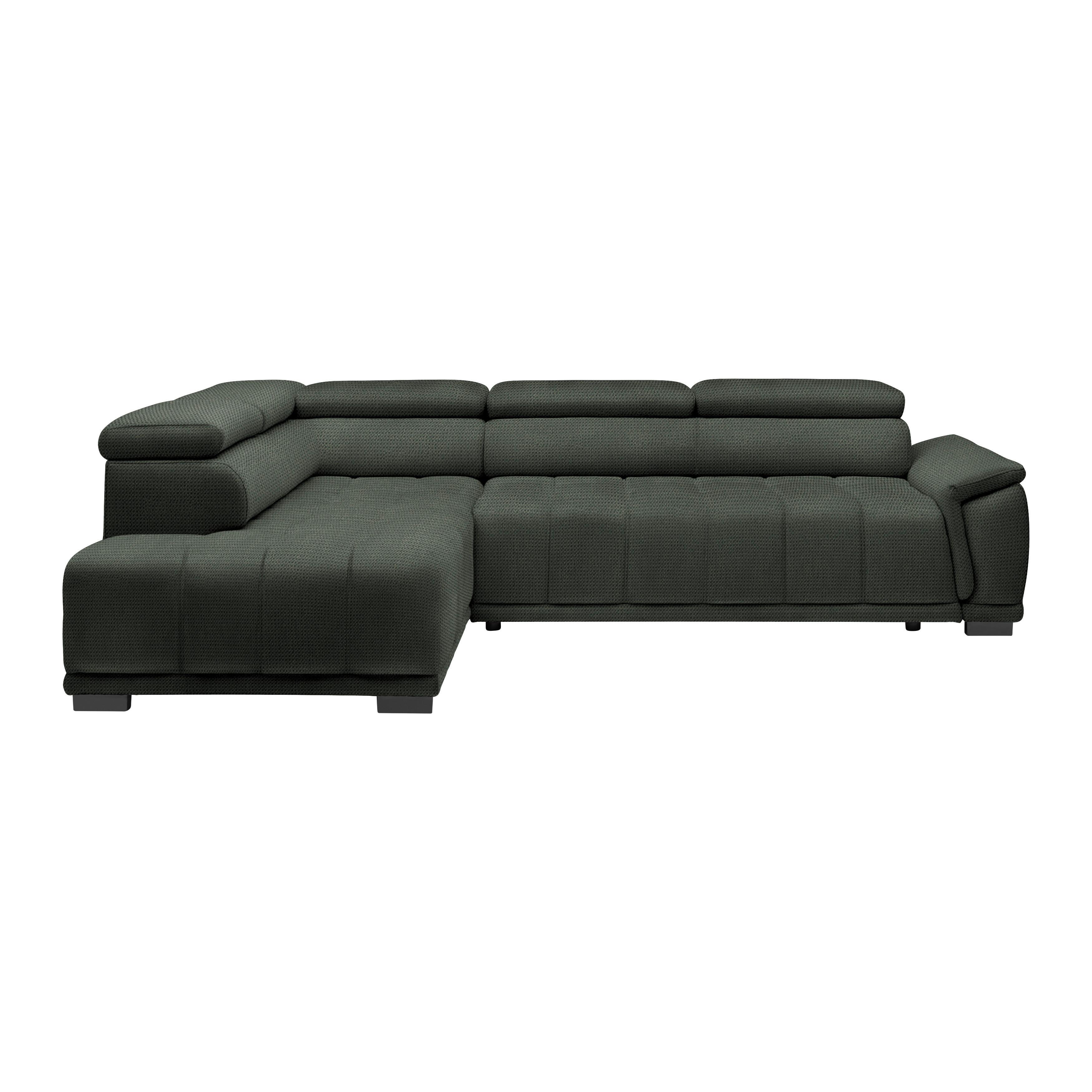 Ecksofa Gremio Links Dunkelgrün - Dunkelgrün/Schwarz, MODERN, Kunststoff/Textil (206/283cm) - Premium Living