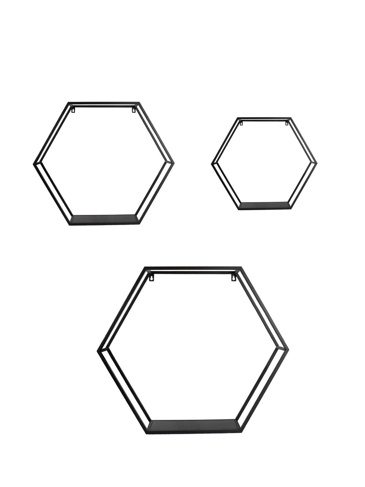 ZESTAW REGAŁÓW ŚCIENNYCH DANA - czarny, Trend, metal (40/35/10cm) - Landscape