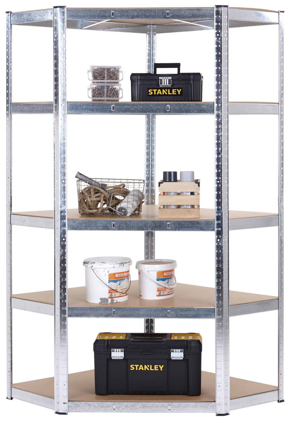 Kotni Regal Z Visoko Nosilnostjo Noah, Srebrna - srebrne barve, Trend, kovina/leseni material (90/40/180cm) - Homezone