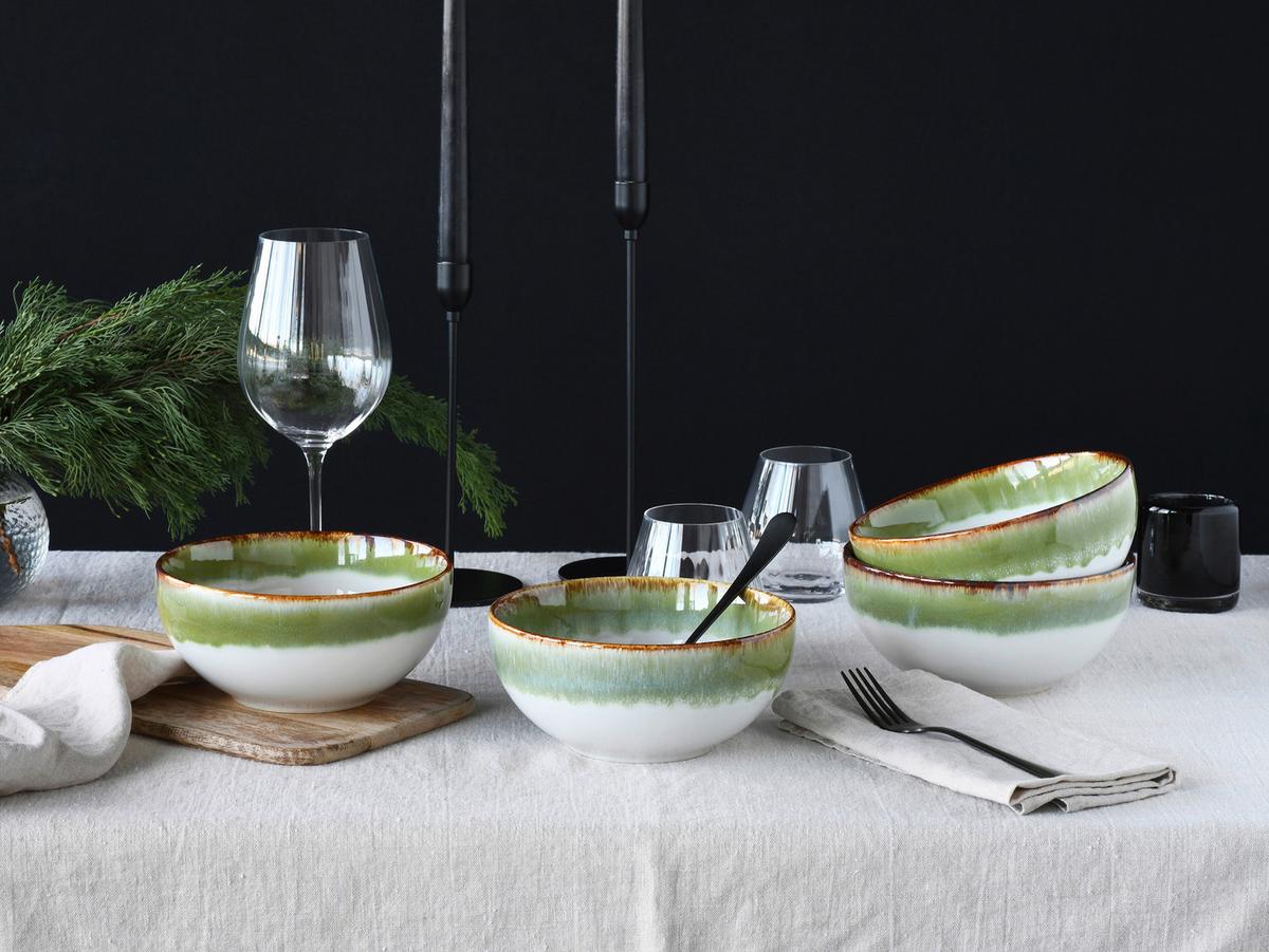 Set Posod Cascade Green, 4-Delni - zelena/bela, Design, keramika (17,5cm) - Creatable