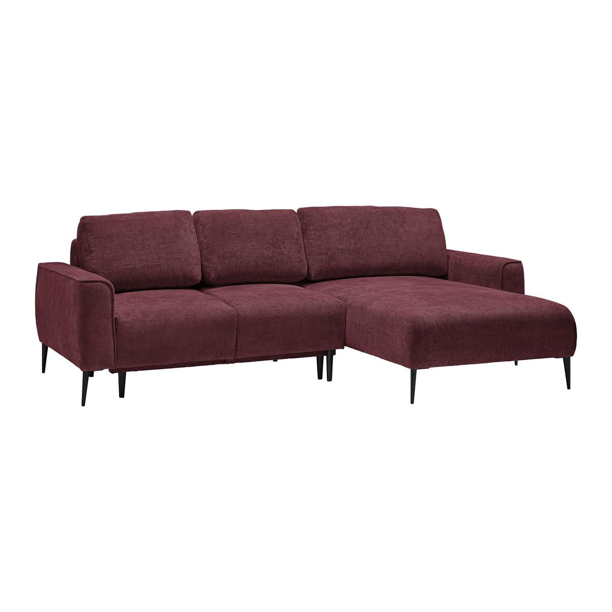 Ecksofa Custom Bordeaux - Bordeaux/Schwarz, MODERN, Textil/Metall (255/164cm) - Mömax
