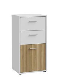 Komoda Quadro 2, Bela, Barva Hrasta - barve hrasta/bela, Moderno, leseni material (48,8/95,1/40cm) - Mömax