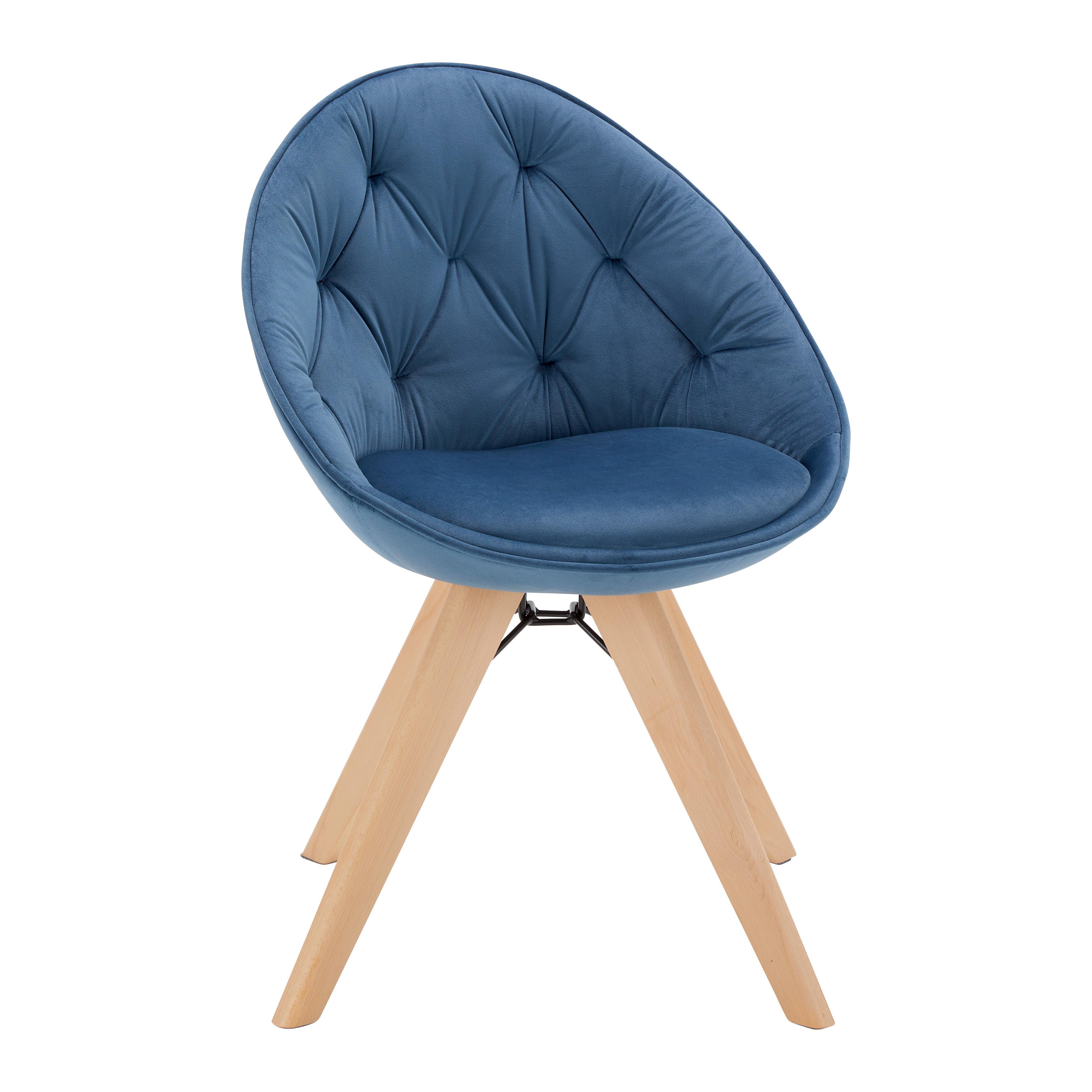 KRZESŁO DARIA - kolor bukowy/niebieski, Modern, metal/drewno (57/80,5/59cm) - Bessagi Home