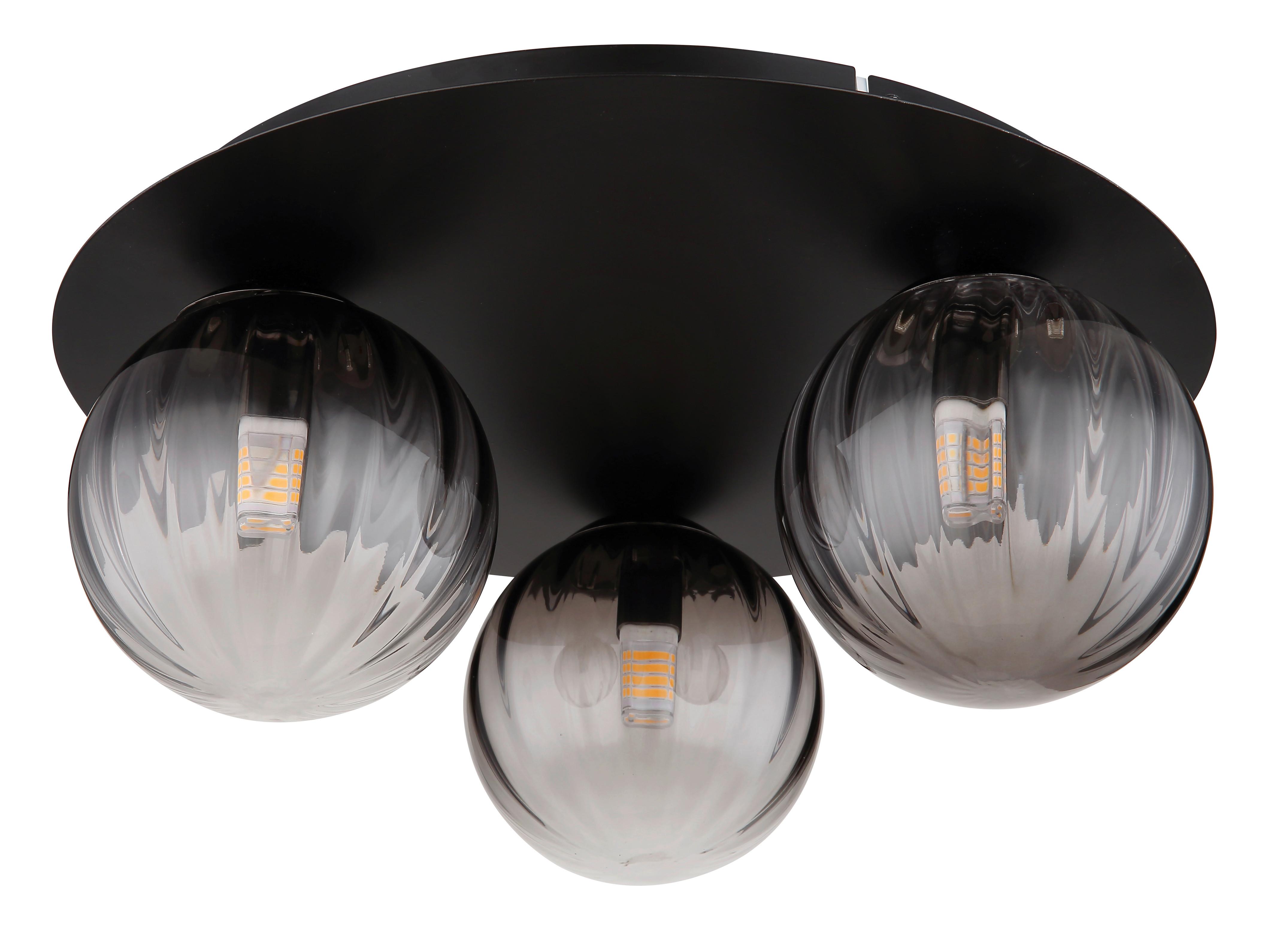 Deckenleuchte Dallerta Schwarz max. 10 Watt - Klar/Schwarz, Design, Glas/Metall (35/15cm) - Globo