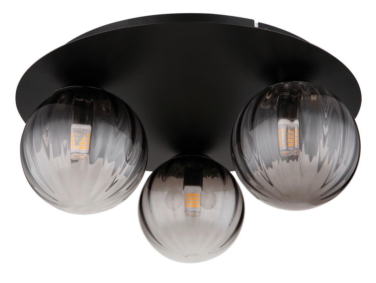 Deckenleuchte Dallerta Schwarz max. 10 Watt - Klar/Schwarz, Design, Glas/Metall (35/15cm) - Globo