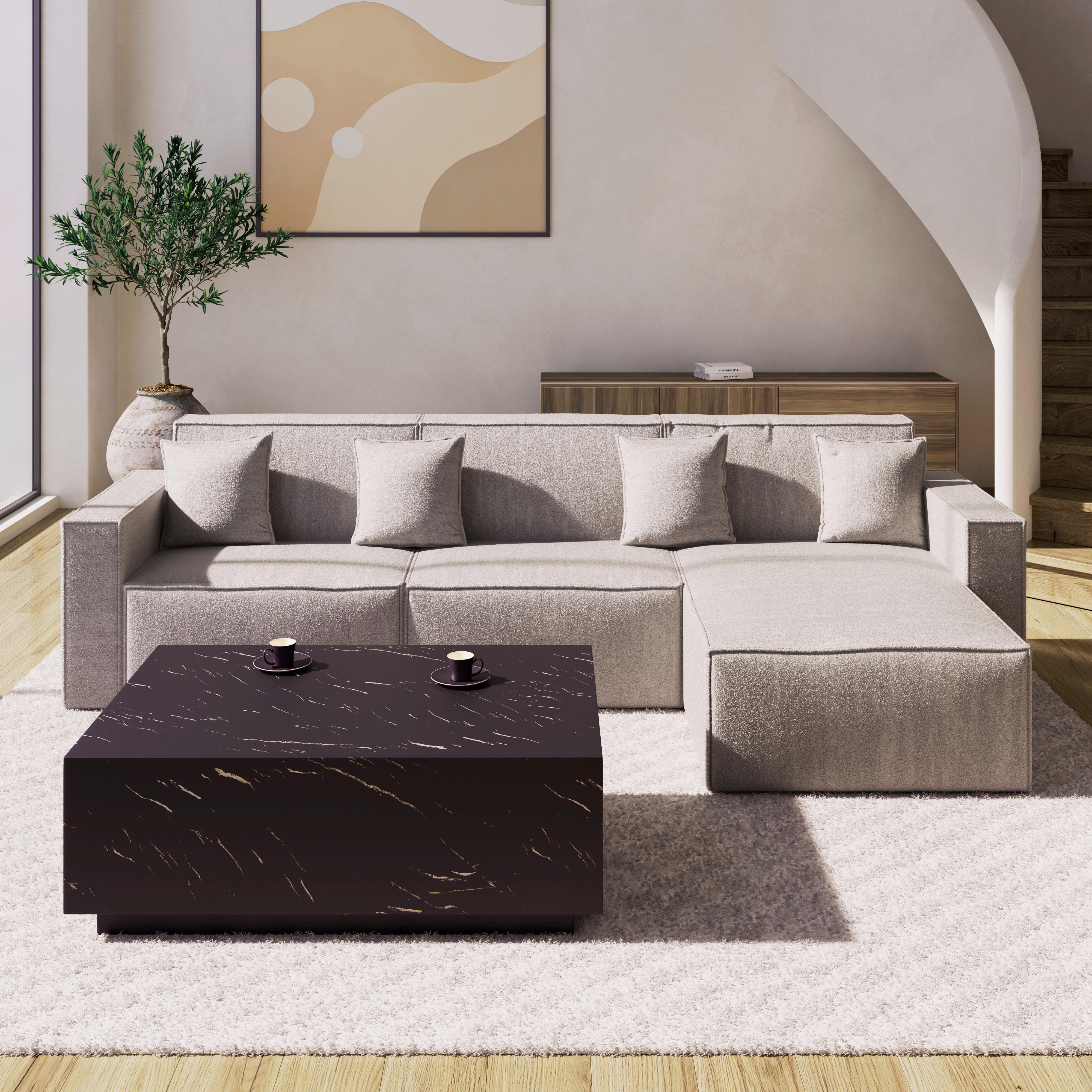 Sarokkanapé Szürke Színben Milo - világosszürke/világosbarna, Modern, műanyag/faalapú anyag (310/83/148cm) - Bessagi Home