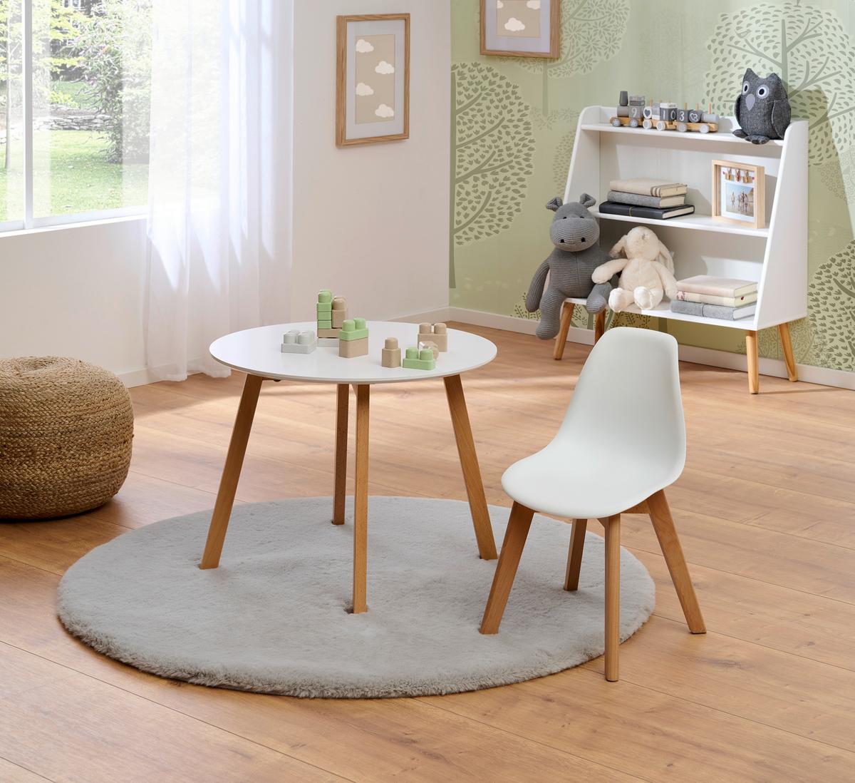 STOLIK DZIECIĘCY LINUS - kolor bukowy/biały, Trend, materiał drewnopochodny/drewno (60/50,5cm) - My Baby Lou