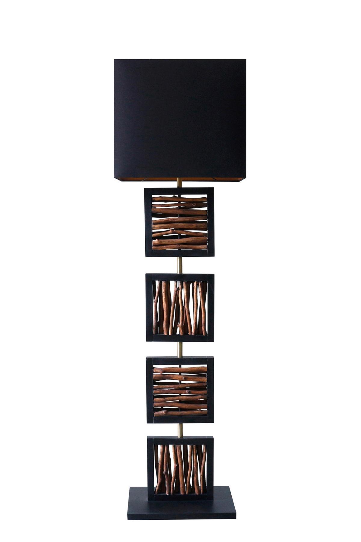 Stoječa Svetilka Driftwood - zlate barve/črna, Design, kovina/tekstil (40/163/20cm) - P & B