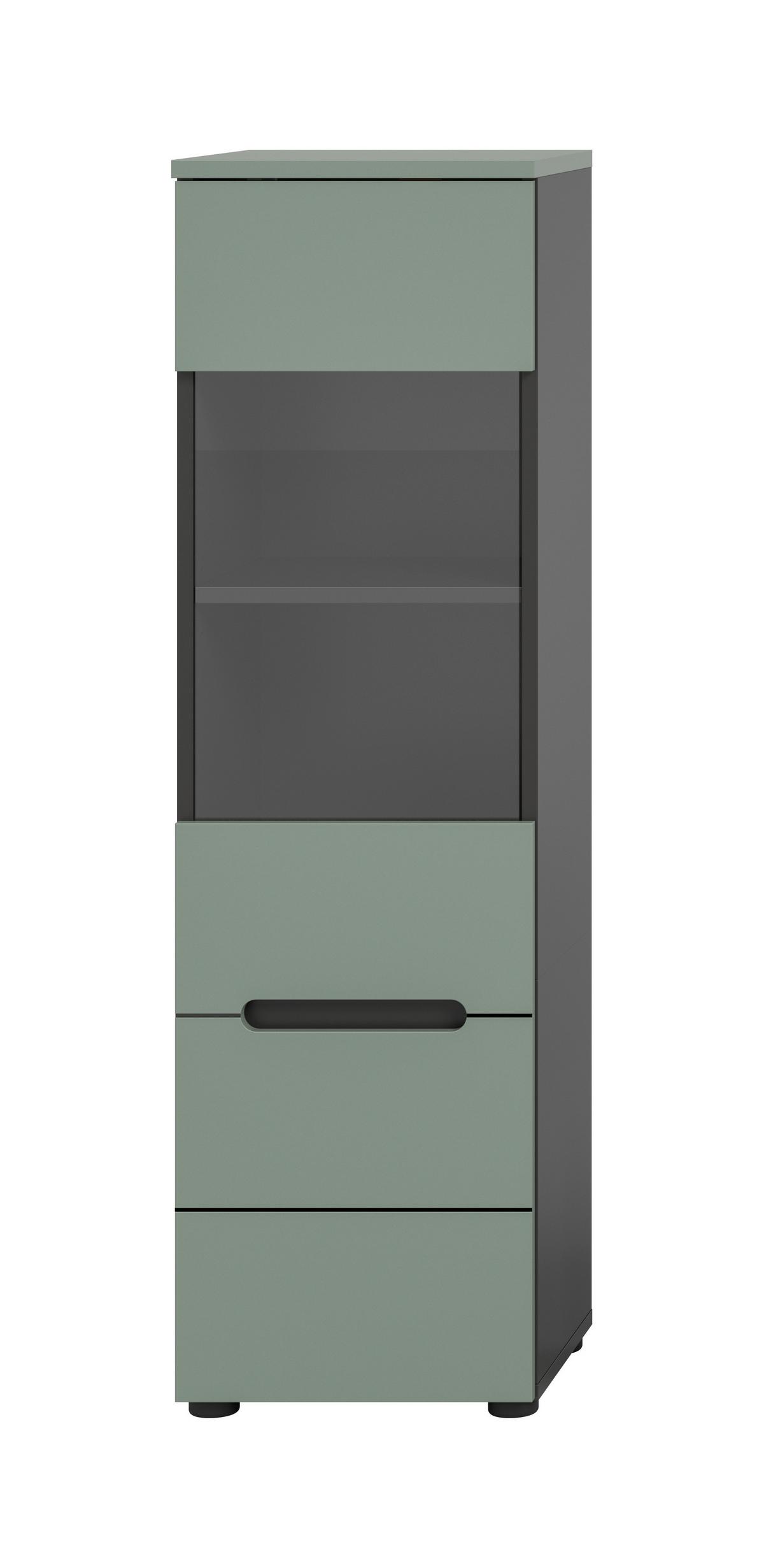 Vitrina Canu, Sivozelena - črna, Design, umetna masa/leseni material (36/125/33cm) - Livetastic