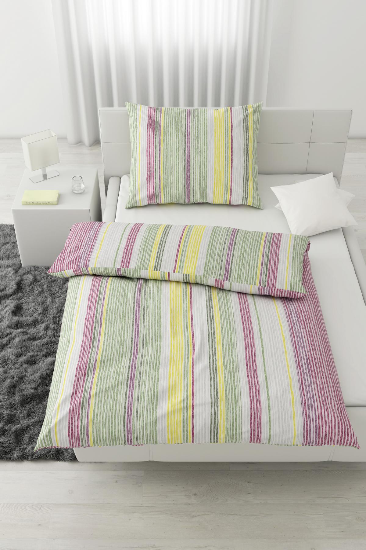 Bettwäsche Sara in Bunt ca. 160x210cm - Pink/Grün, Konventionell, Textil (160/210cm) - Modern Living