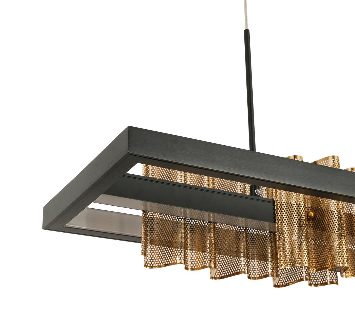 LED-Hängeleuchte Neiml in Schwarz/Gold max. 40 Watt - Goldfarben/Schwarz, MODERN, Kunststoff/Metall (75/25/120cm) - Premium Living