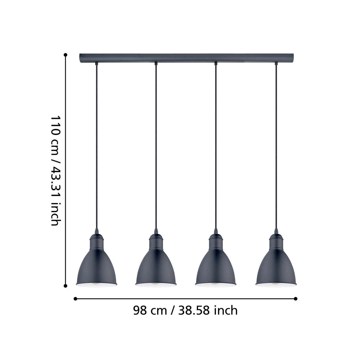 Hängeleuchte 49466* Priddy - Weiss/Schwarz, Basics, Metall (97,5/15,5/110cm) - Eglo