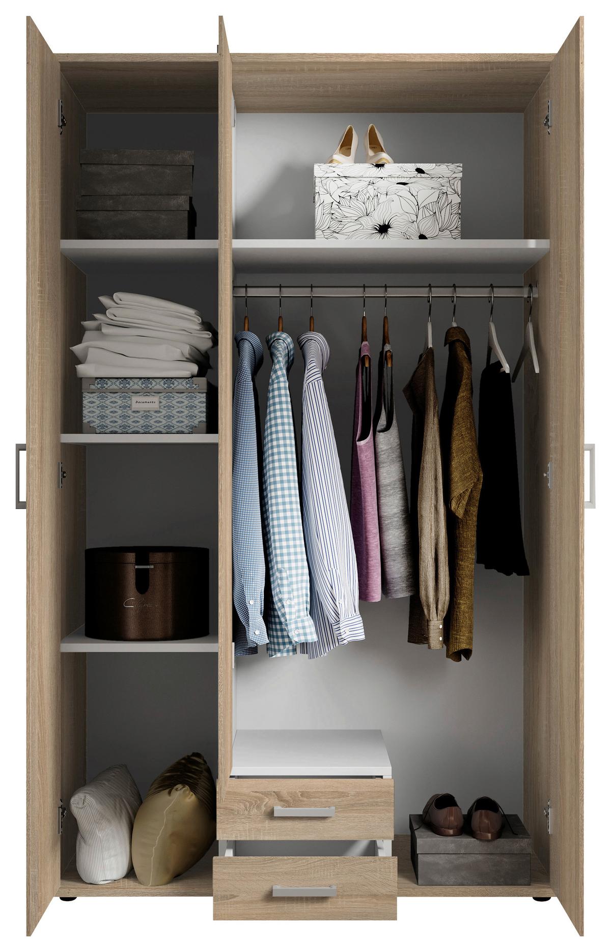 Drehtürenschrank Olli Sonoma Eiche - Alufarben/Sonoma Eiche, Basics, Glas/Holzwerkstoff (120/196/54cm) - Based