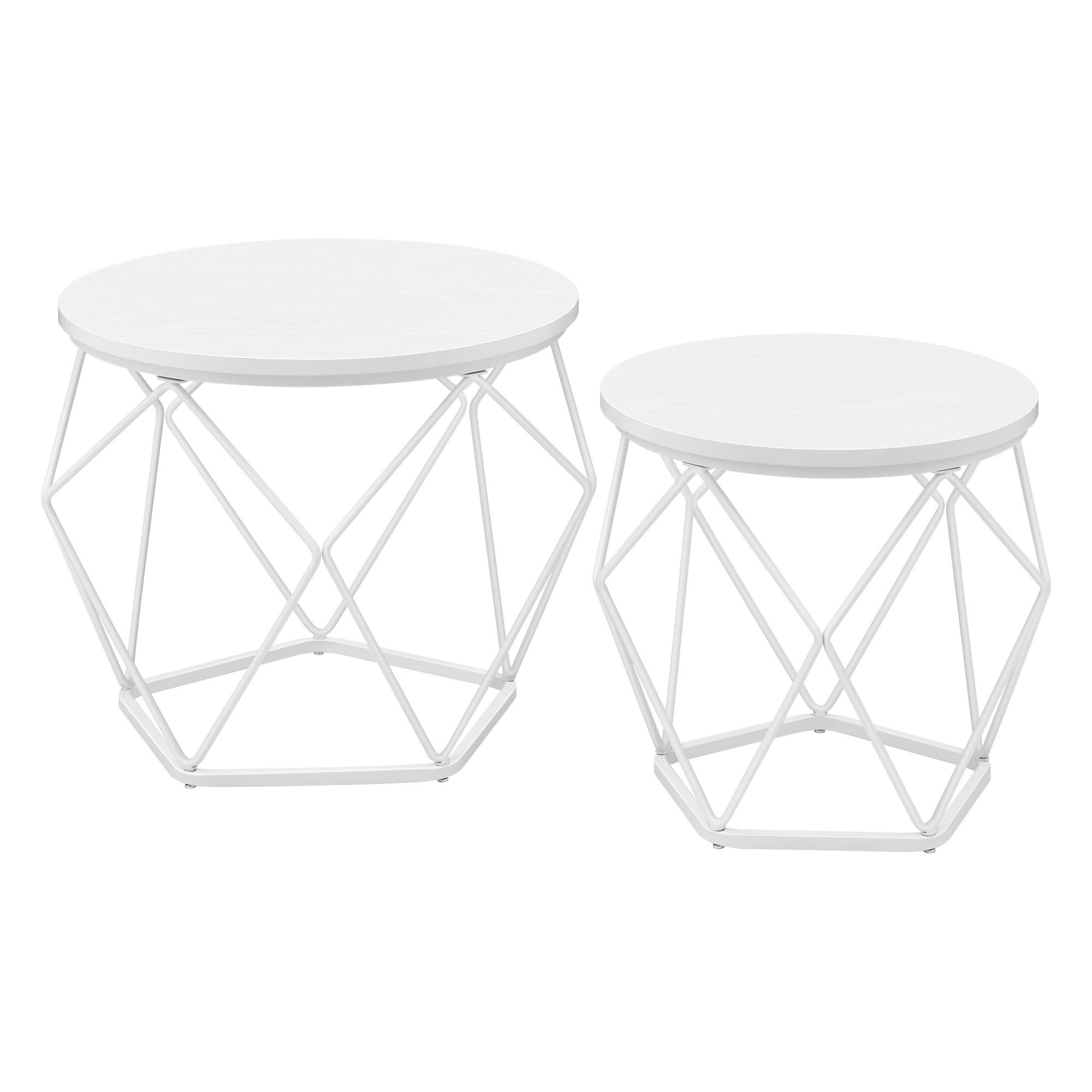 Couchtisch Set in Weiß, rund - Weiß, Trend, Holzwerkstoff/Metall (50-40/50-40/40-36cm) - MID.YOU