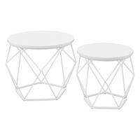 Couchtisch Set in Weiß, rund - Weiß, Trend, Holzwerkstoff/Metall (50-40/50-40/40-36cm) - MID.YOU
