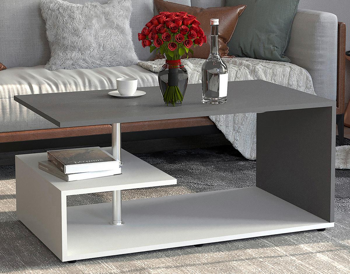 COUCHTISCH MALISO M - Weiss/Anthrazit, Design, Holzwerkstoff/Kunststoff (91/53/42cm) - MID.YOU