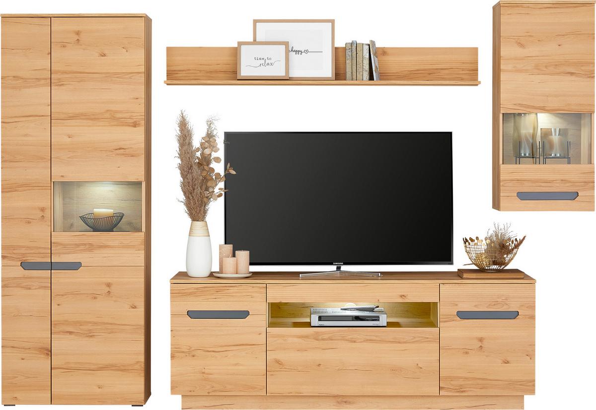 Vitrină ALANA - Modern, sticlă/material pe bază de lemn (71,8/195,4/33cm) - Modern Living
