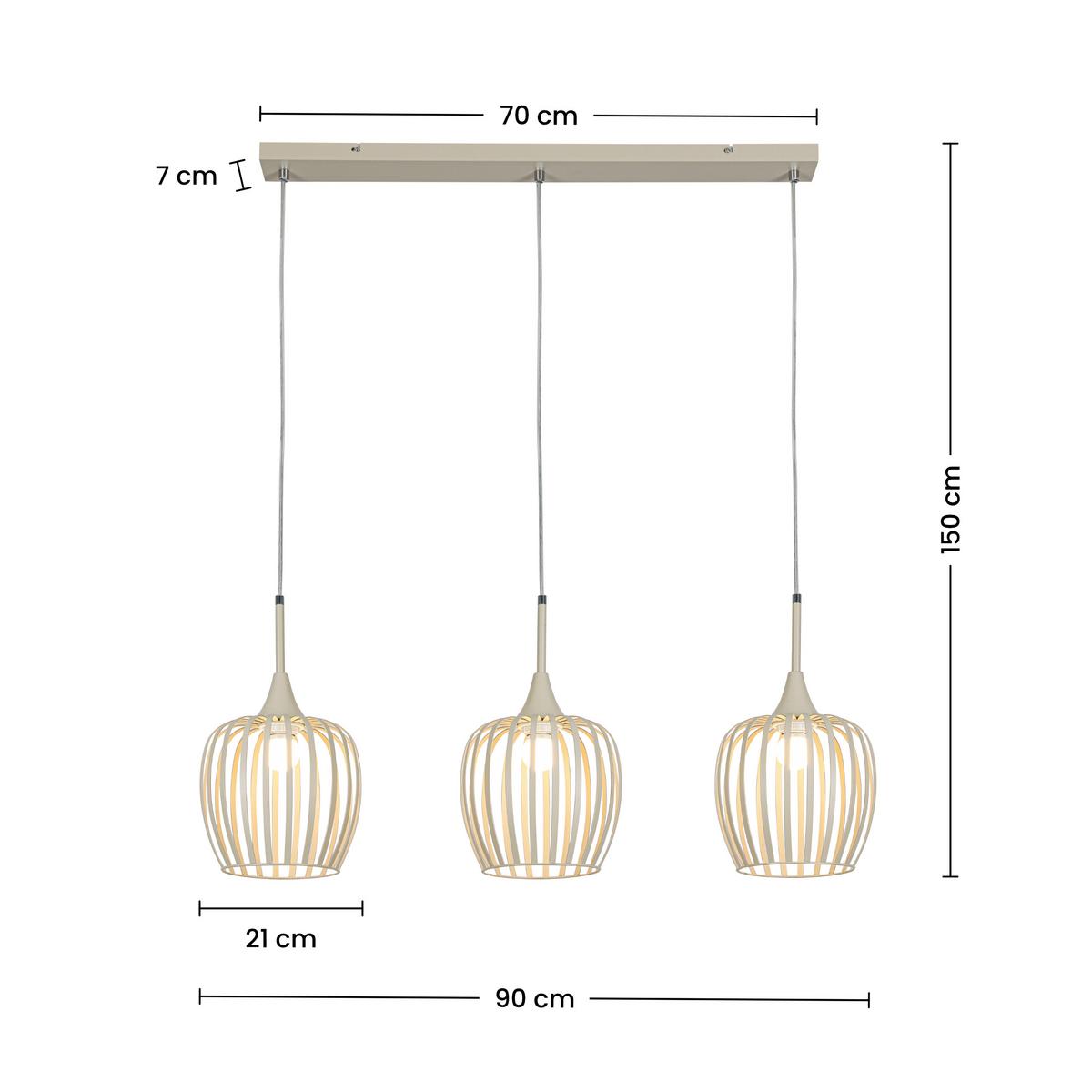 Hängeleuchte Martin Sandfarben max. 120 Watt - Sandfarben, MODERN, Kunststoff/Metall (90/21/150cm) - Mömax