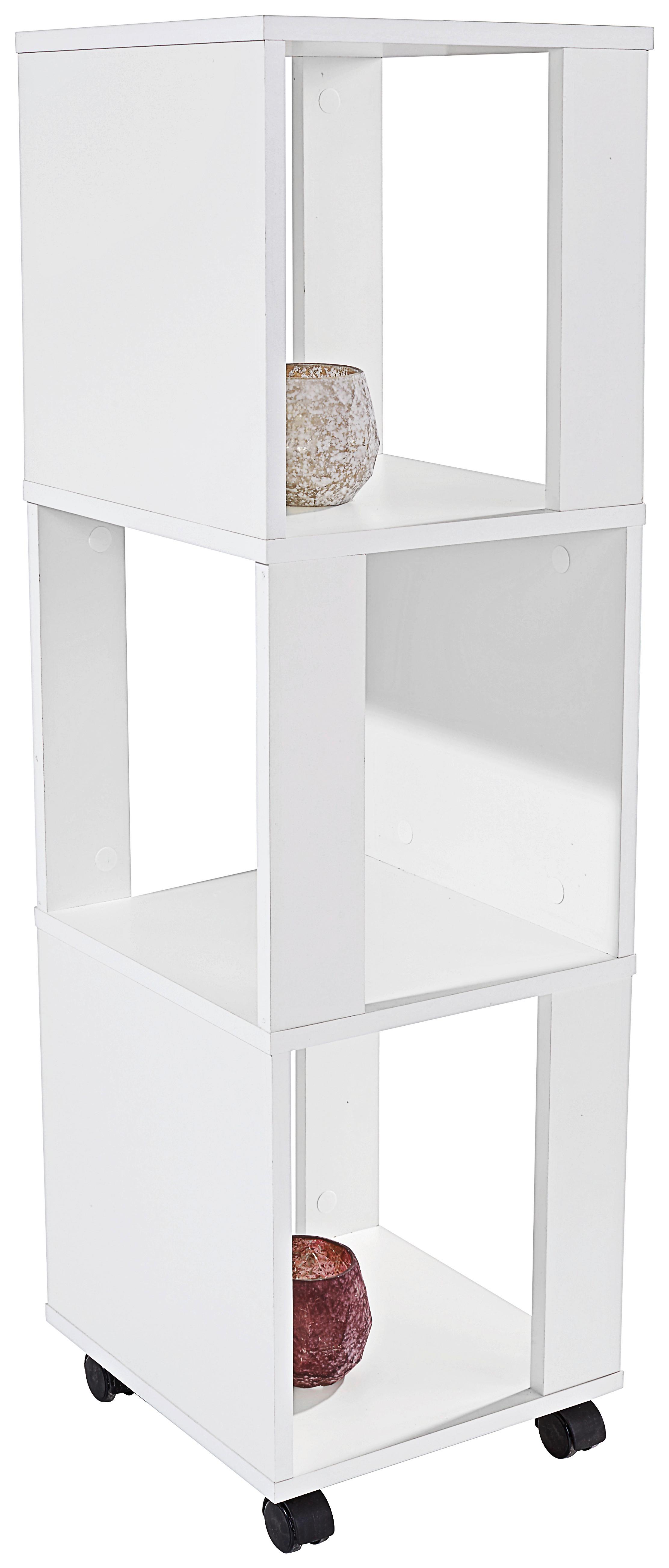 Görgős Polc Fehér Színben Rolly 2 - fehér, Modern, műanyag/faalapú anyag (34/111/34cm)