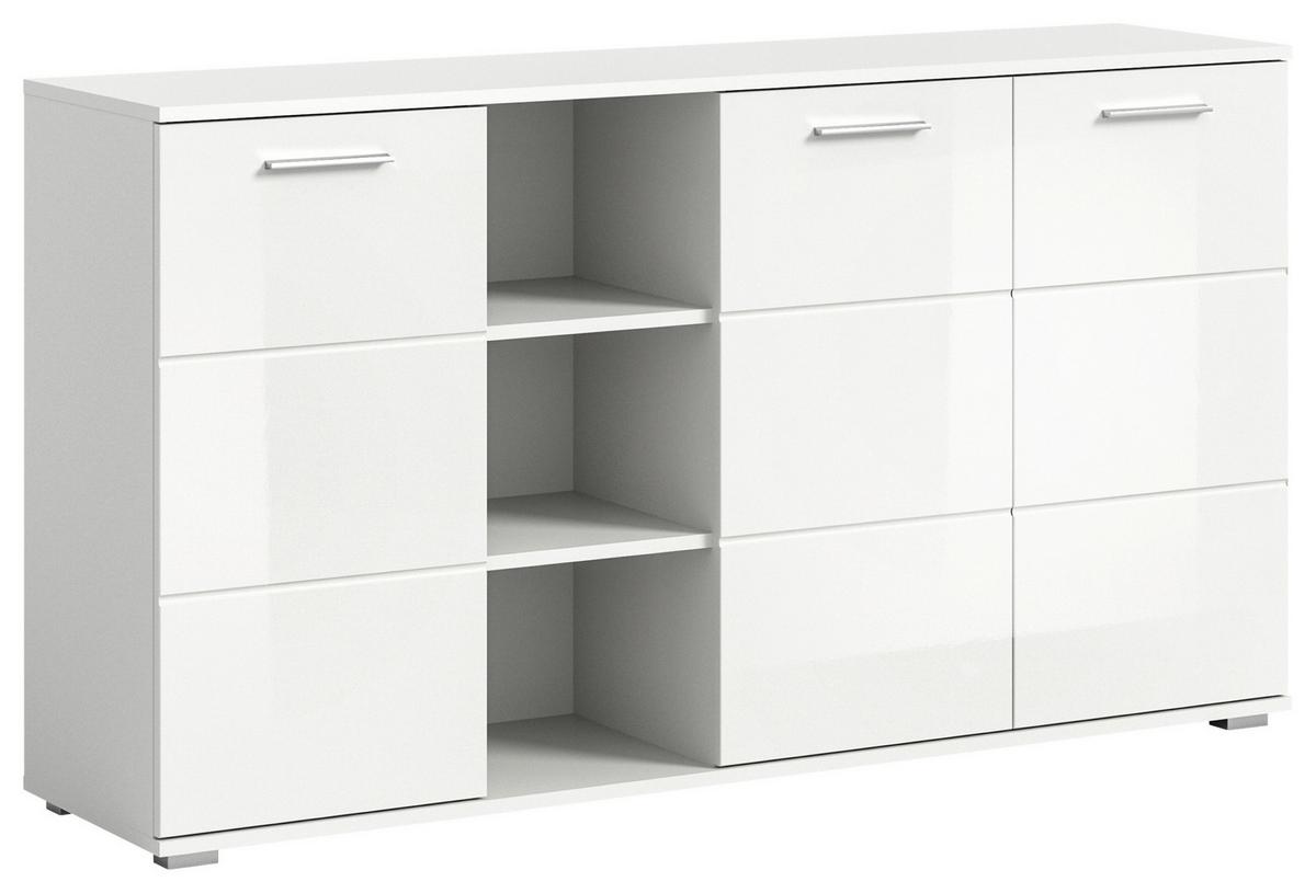 Kommode Prego ca. 150x83 cm Weiß - Weiß Hochglanz, Design, Holzwerkstoff/Kunststoff (150/83/37cm) - Xora