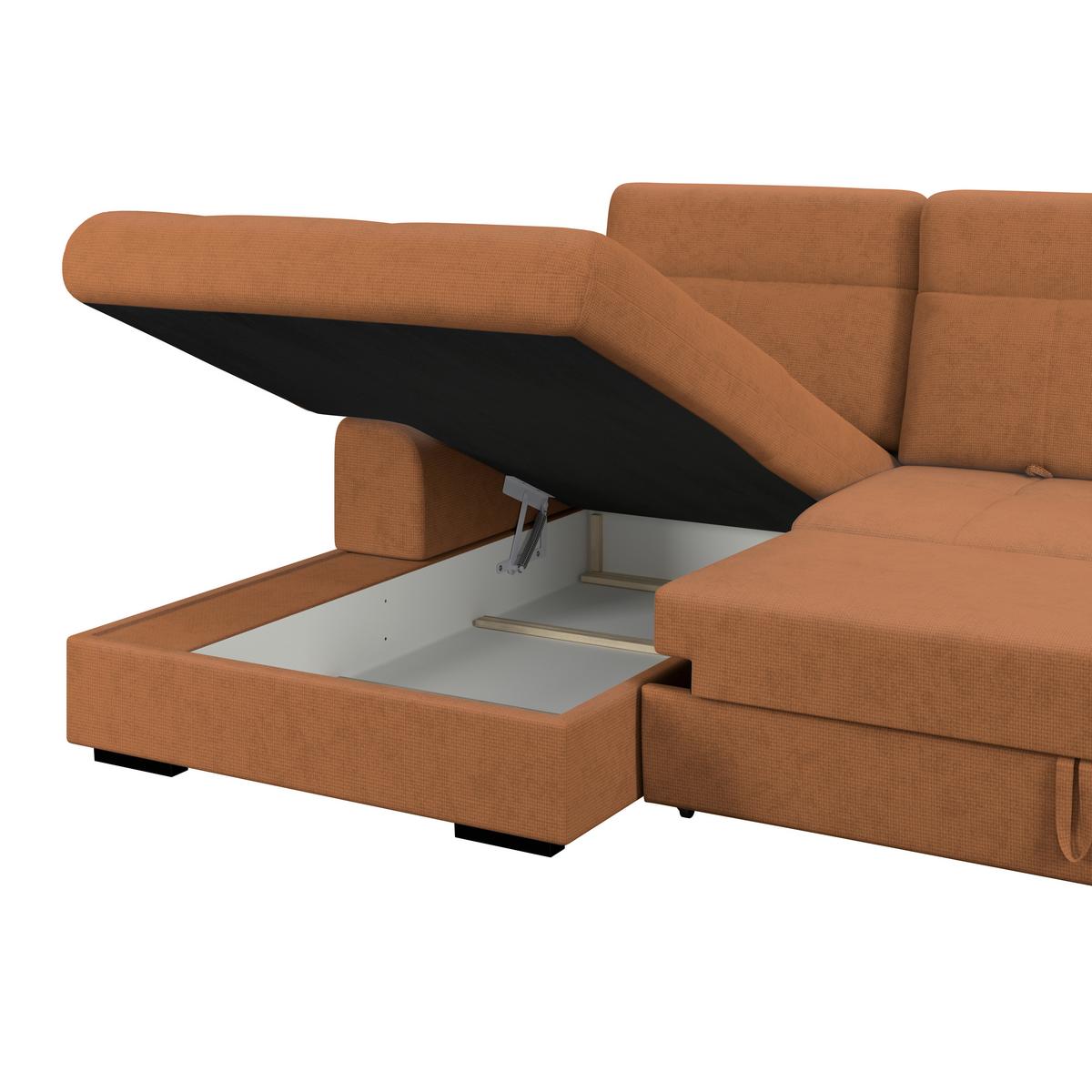 Kutna Garnitura Malaga - crna/terakota, Konvencionalno, tekstil/drvo (203/286cm) - Ondega