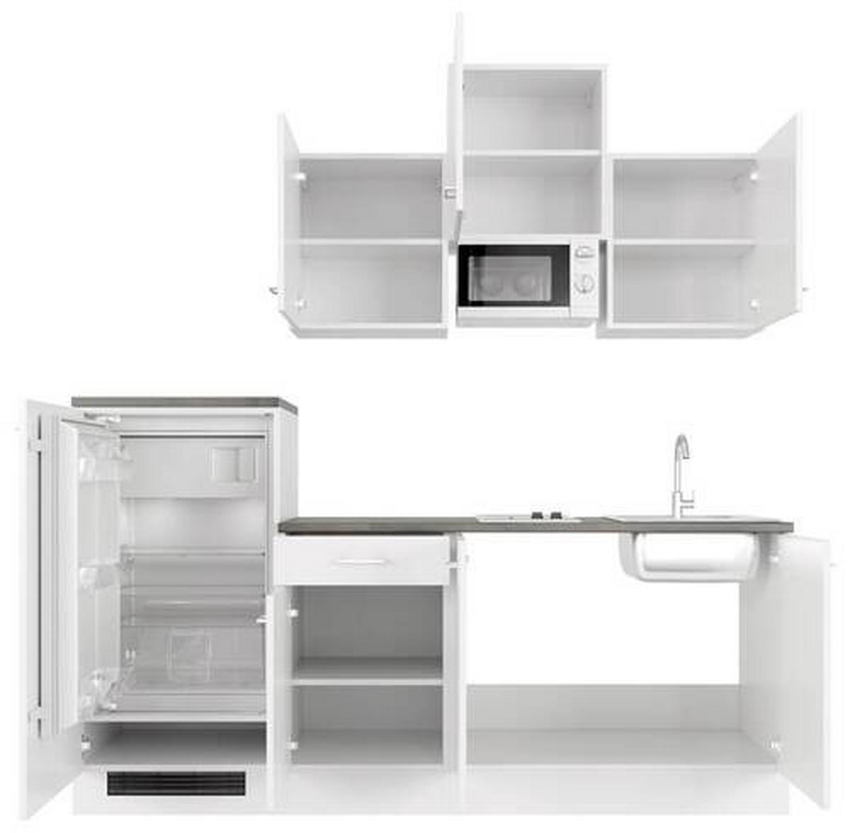 Kuhinjski Blok Lucca, Bela - bela/barve aluminija, Moderno, umetna masa/leseni material (210cm) - FlexWell