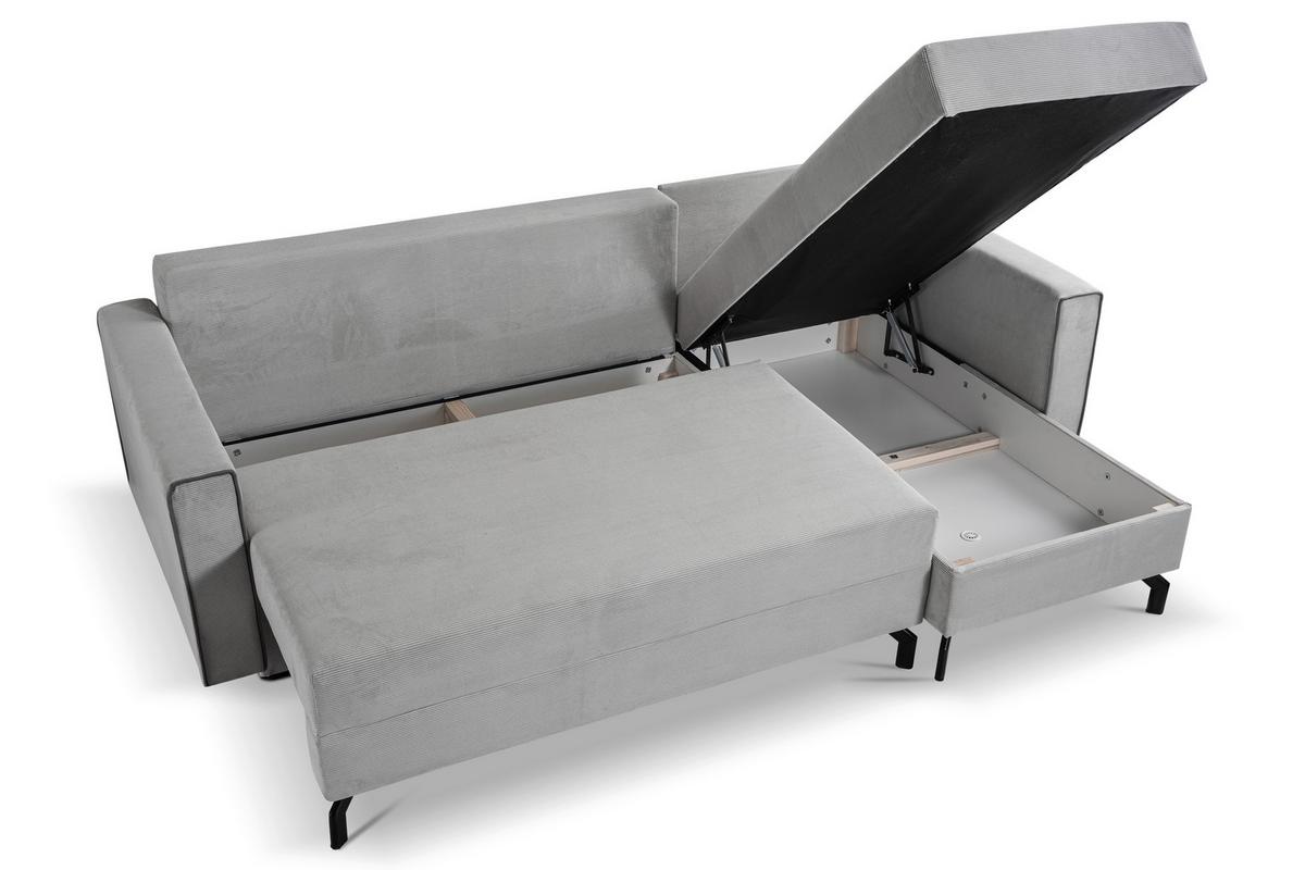 Ecksofa Marti Hellgrau mit Schlaffunktion - Hellgrau/Schwarz, Basics, Holz/Textil (230/148cm) - MID.YOU