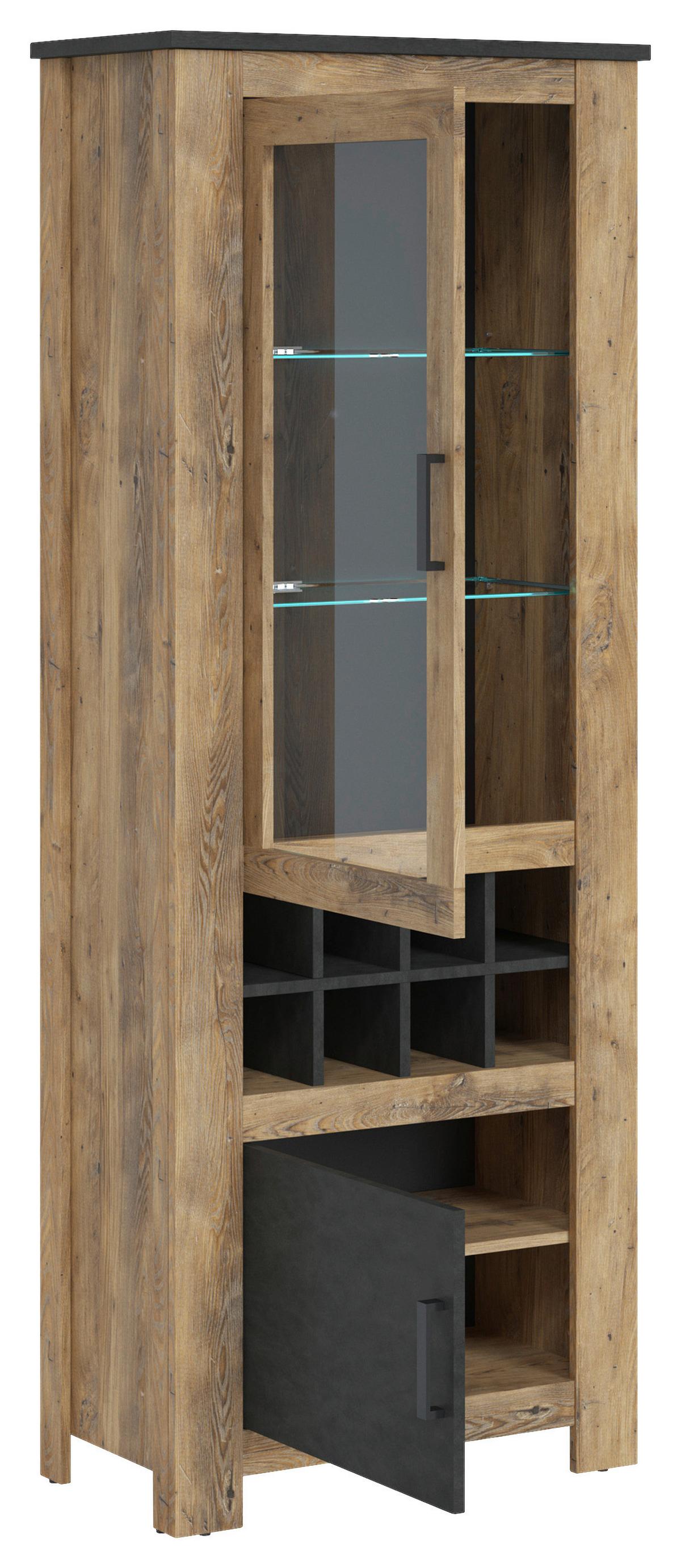 Vitrină RAPALLO - castaniu, Modern, sticlă/material pe bază de lemn (74/191,1/38,5cm) - Modern Living