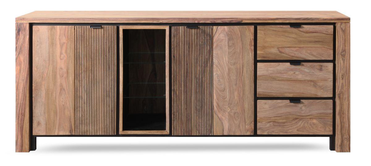 KOMODA BANDUNG - kolor naturalny/czarny, Modern, metal/drewno (200/85/40cm) - Livetastic