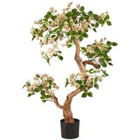 Kunstblume Creme/Braun/Schwarz - Creme/Schwarz, Basics, Holz/Kunststoff (130cm)
