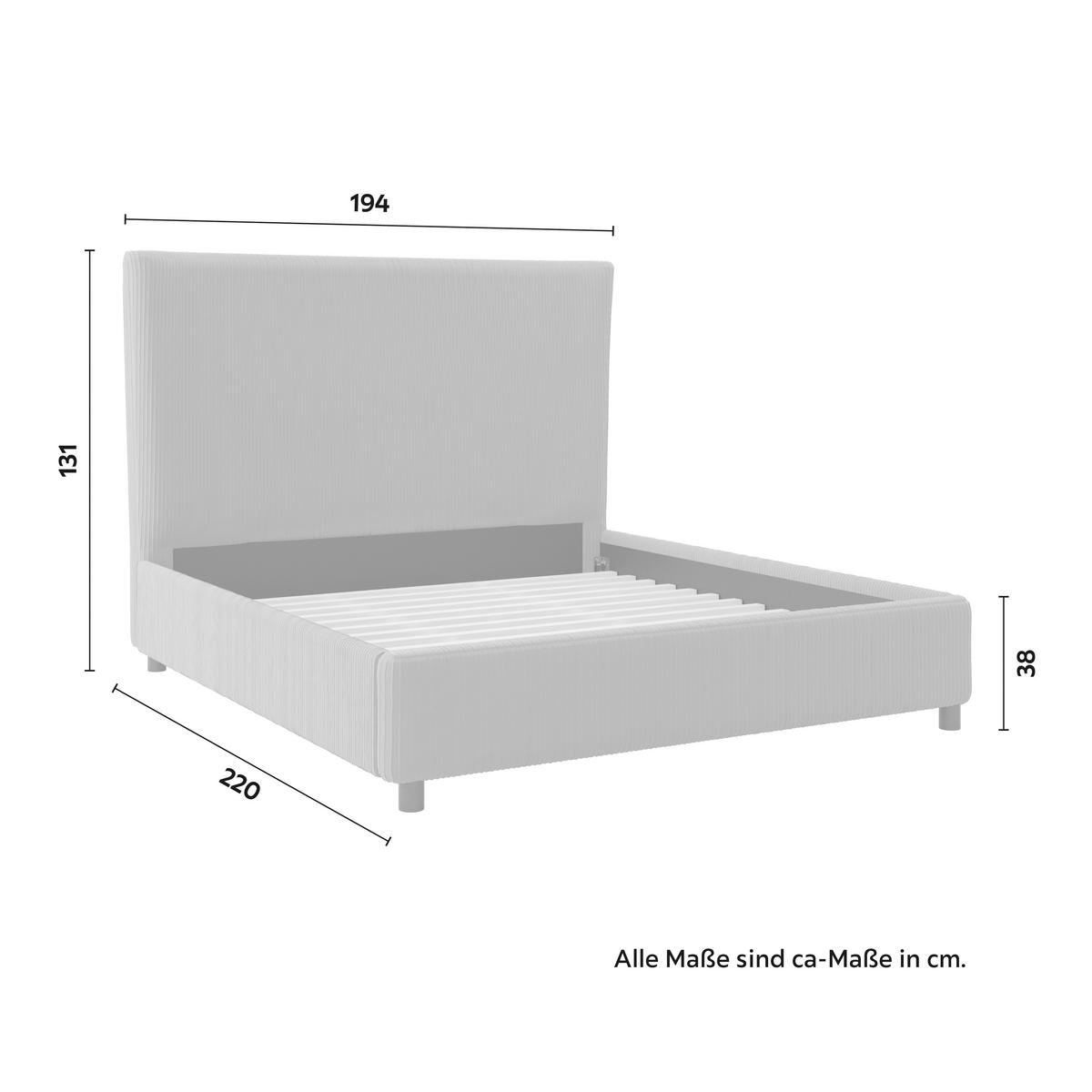Polsterbett Marie ca. 180x200 cm Grau - Hellbraun/Dunkelbraun, MODERN, Holz/Textil (180/200cm) - Bessagi Home