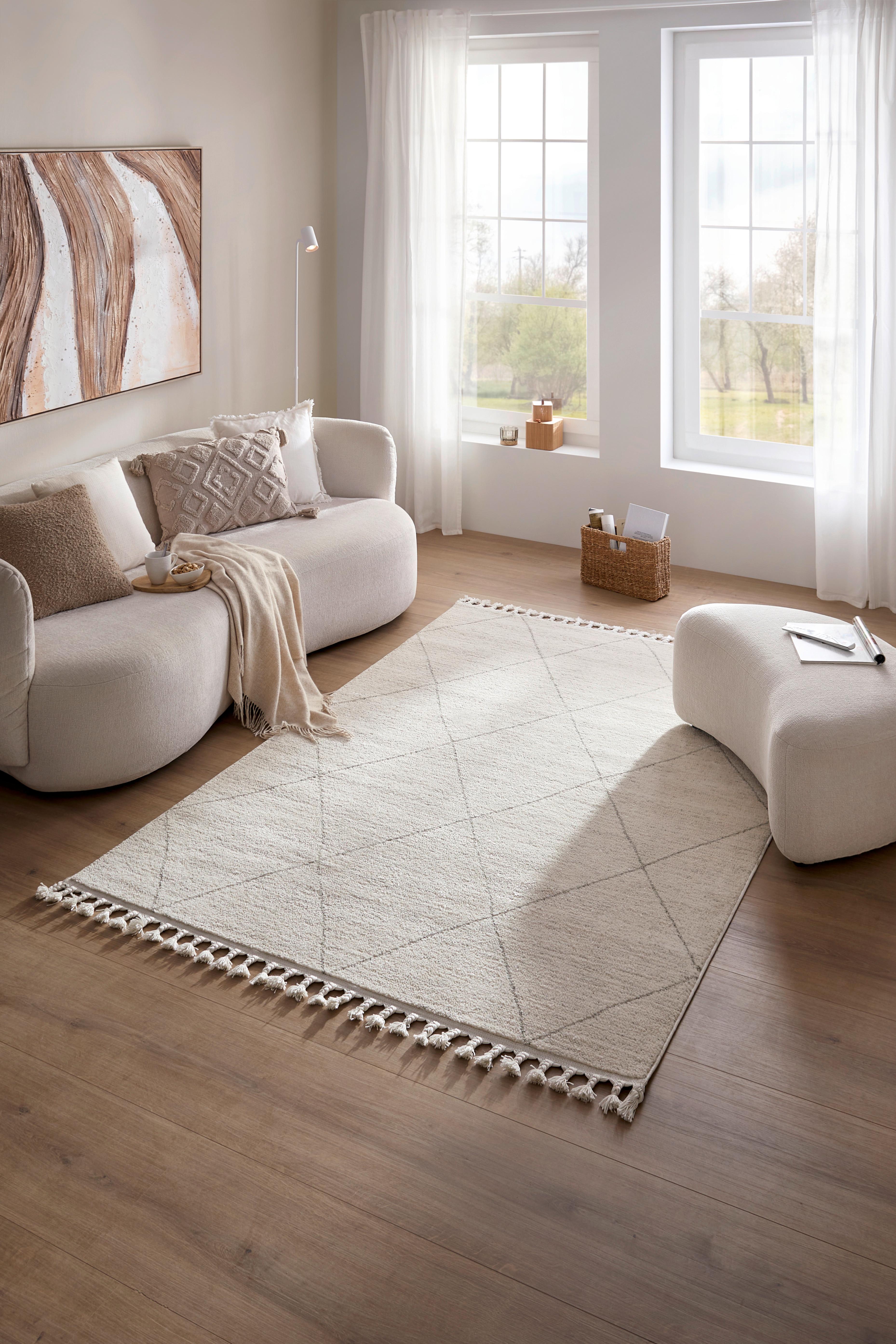 VÄVD MATTA ADJER 1 - ljusgrå/Alabasterfarben, Modern, textil (80/150cm) - Mömax
