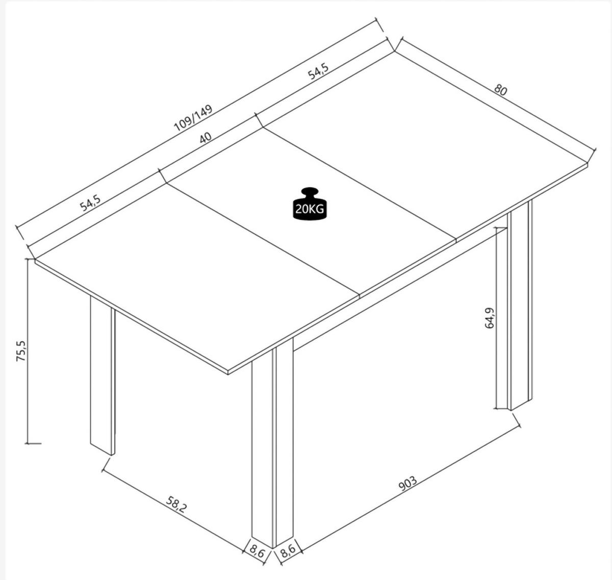 Esstisch Vcm Esstisch"pesoli"120/160x80 - Honigeiche/Weiss, Modern, Holzwerkstoff (109-149/80/75,5cm) - MID.YOU