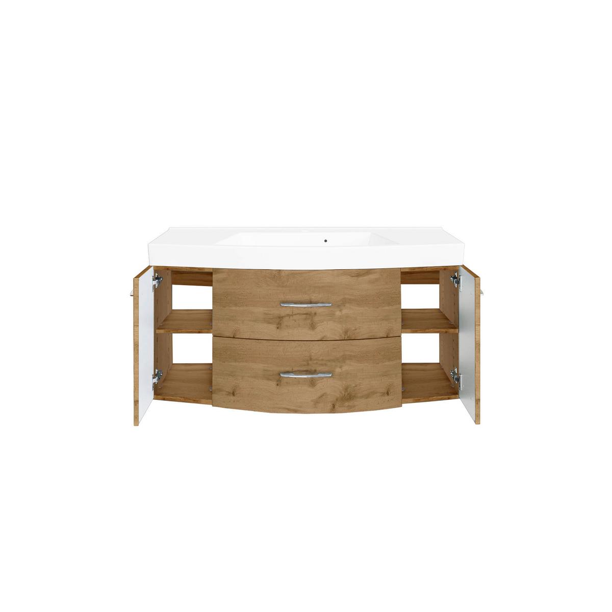 Waschtischkombi Florida Eiche Wotan - Chromfarben/Eiche Wotan, MODERN, Holzwerkstoff/Stein (120/54/47cm) - Premium Living