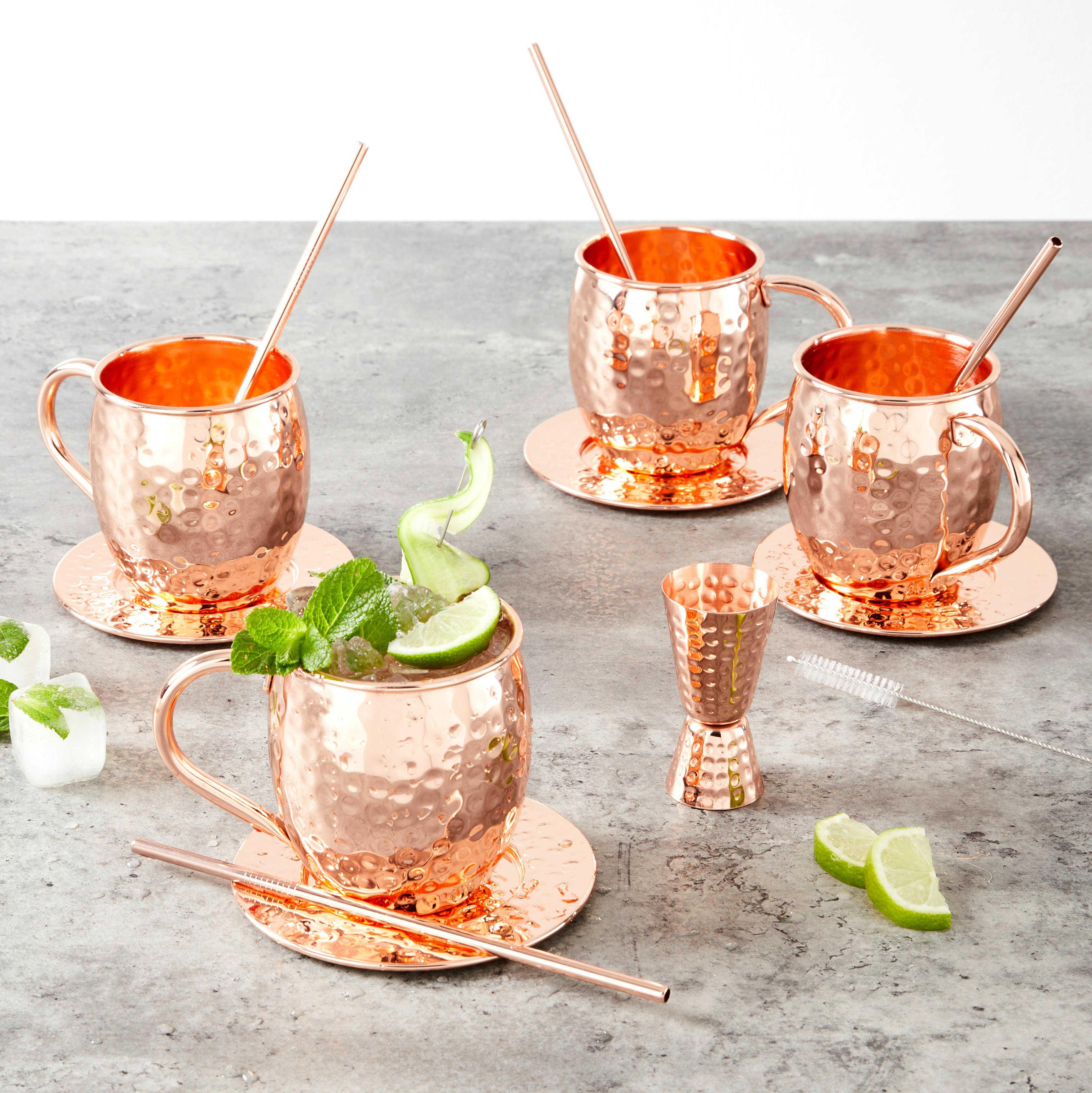 Gläserset Moscow Mule aus Edelstahl, 13-teilig - Kupferfarben, Trend, Metall - Echtwerk