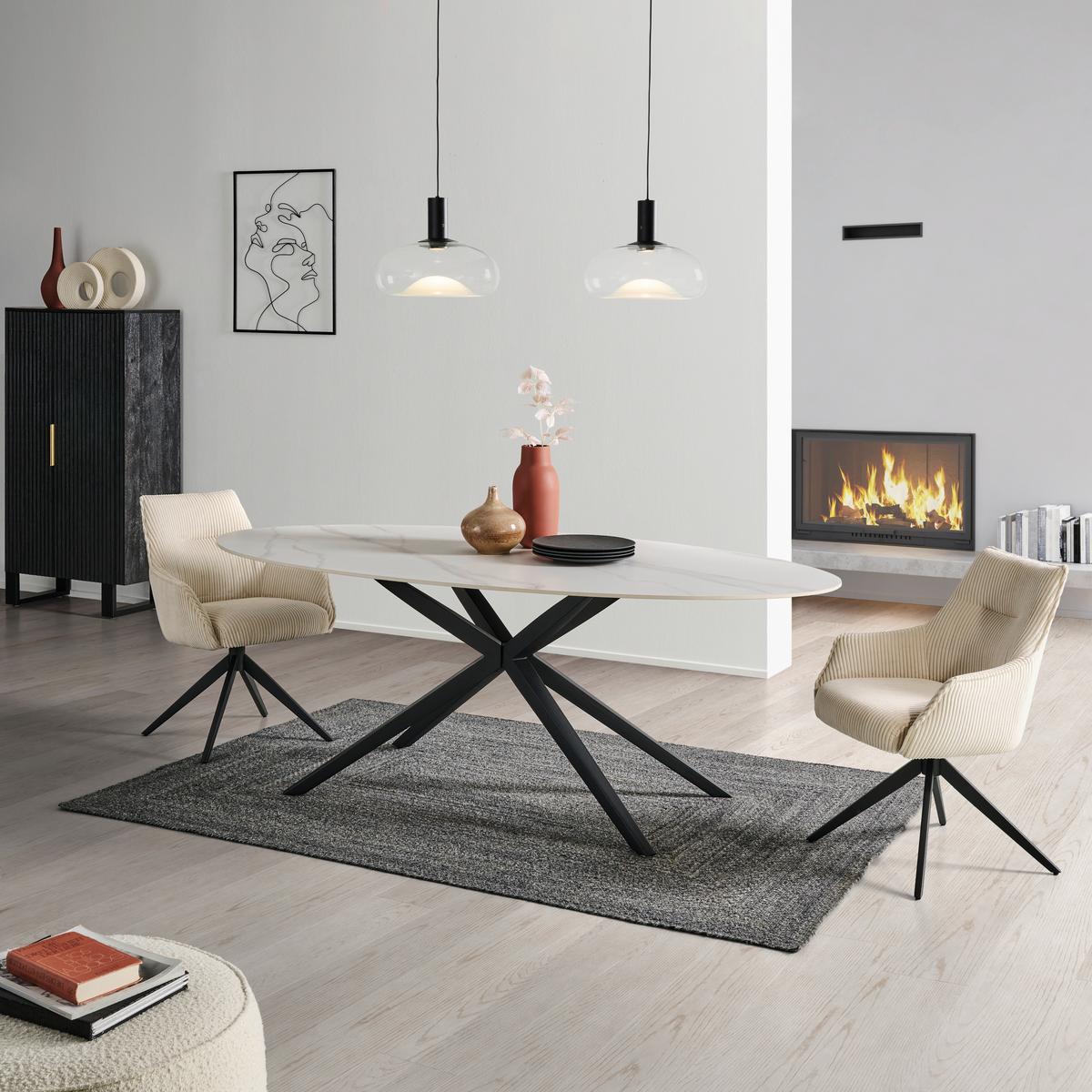 KRZESŁO Z PODŁOKIETNIKAMI YUKI - beżowy/czarny, Lifestyle, metal/tkanina (61/87/65cm) - MID.YOU