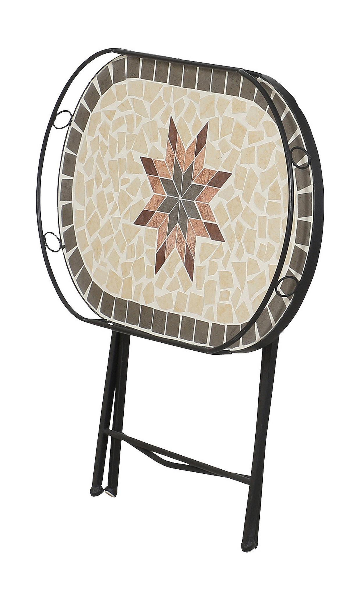 GARTENBEISTELLTISCH 875348 - Multicolor/Schwarz, MODERN, Keramik/Metall (68/41/60cm) - Siena Garden